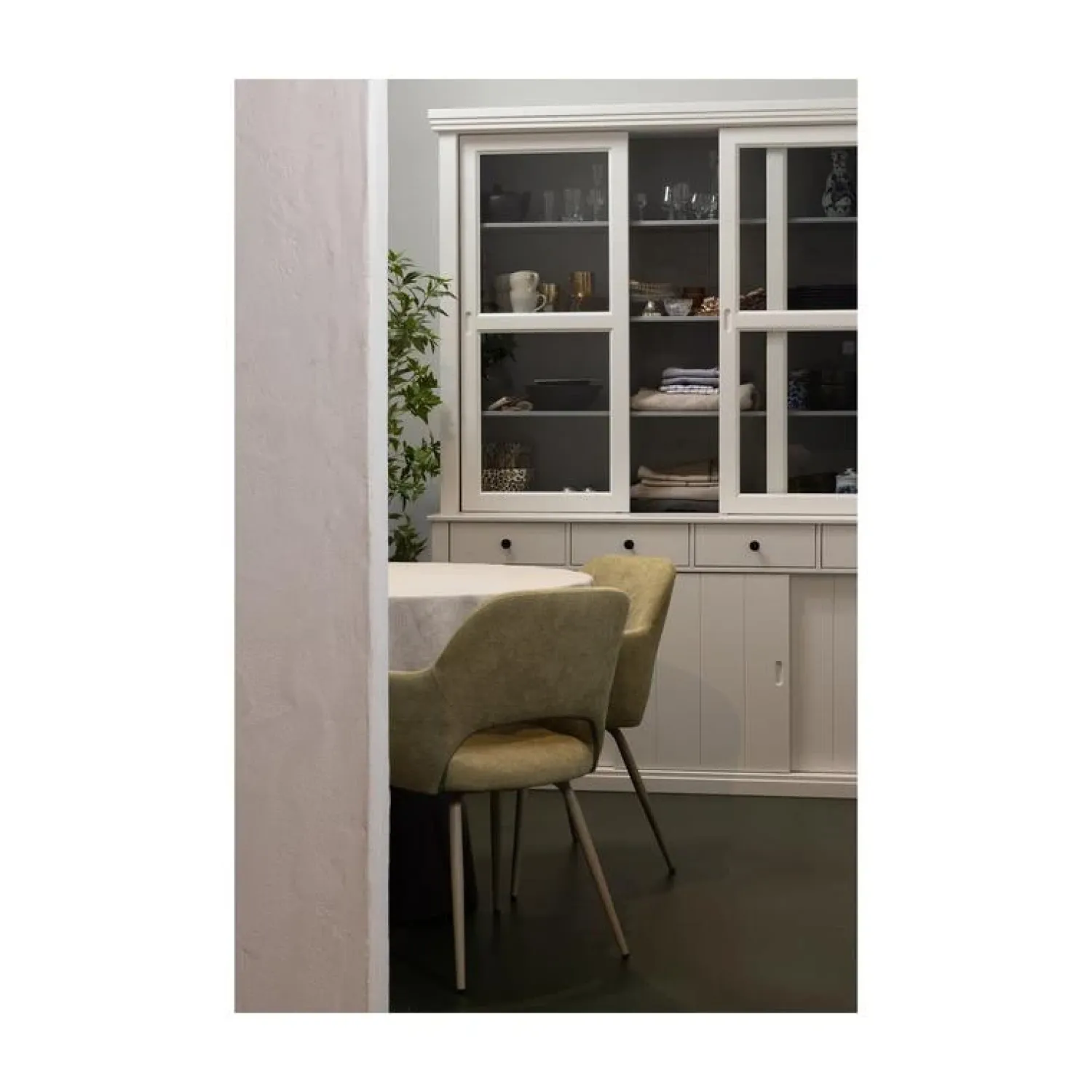 WOOOD Vitrinekasten|Industriele Kasten|Lagos Buffetkast grenen wit 166cm