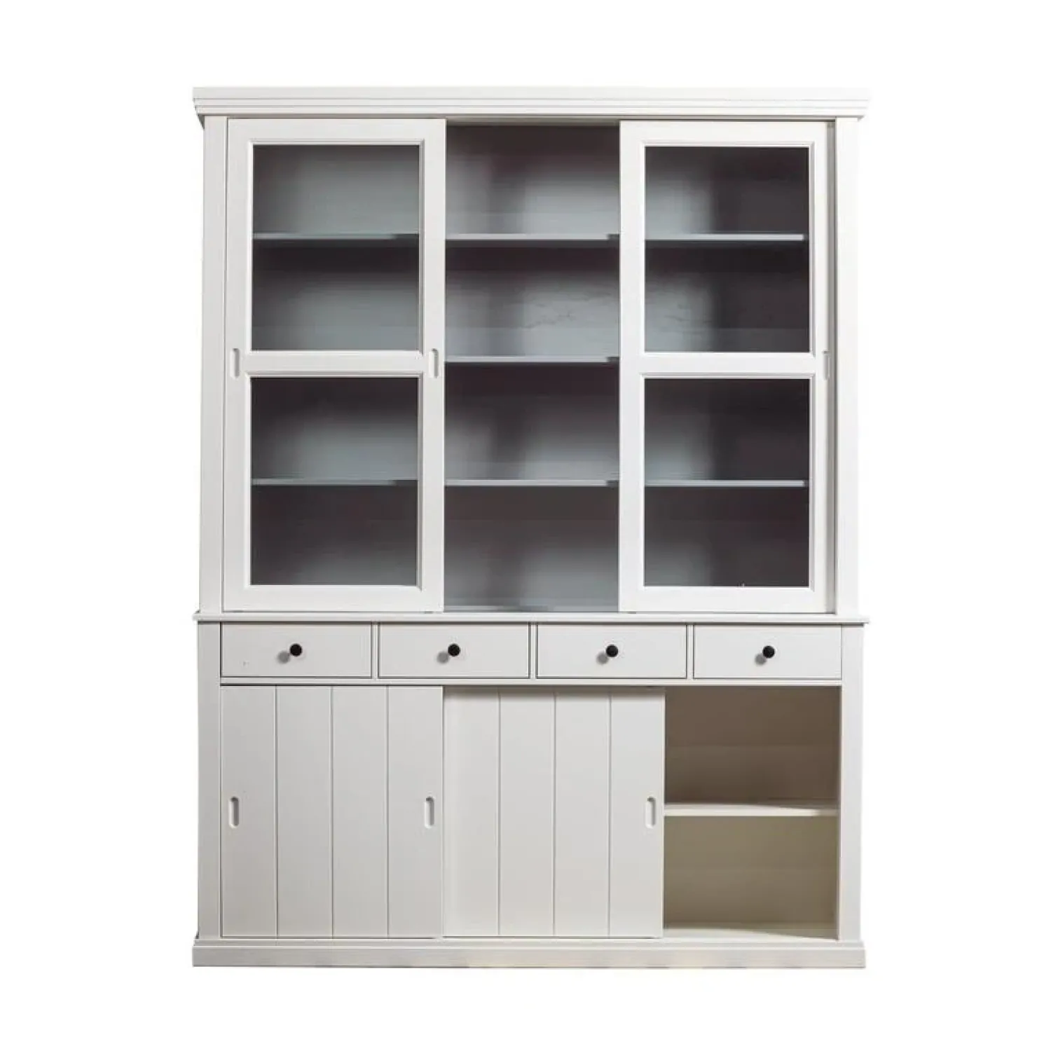 WOOOD Vitrinekasten|Industriele Kasten|Lagos Buffetkast grenen wit 166cm