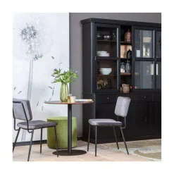 WOOOD Vitrinekasten|Industriele Kasten|Lagos Buffetkast grenen zwart 166cm