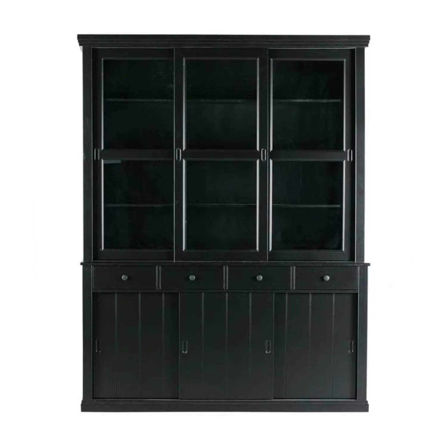 WOOOD Vitrinekasten|Industriele Kasten|Lagos Buffetkast grenen zwart 166cm