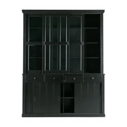 WOOOD Vitrinekasten|Industriele Kasten|Lagos Buffetkast grenen zwart 166cm