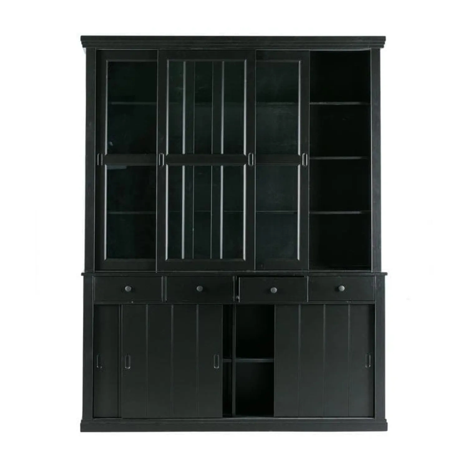 WOOOD Vitrinekasten|Industriele Kasten|Lagos Buffetkast grenen zwart 166cm