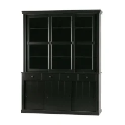 WOOOD Vitrinekasten|Industriele Kasten|Lagos Buffetkast grenen zwart 166cm