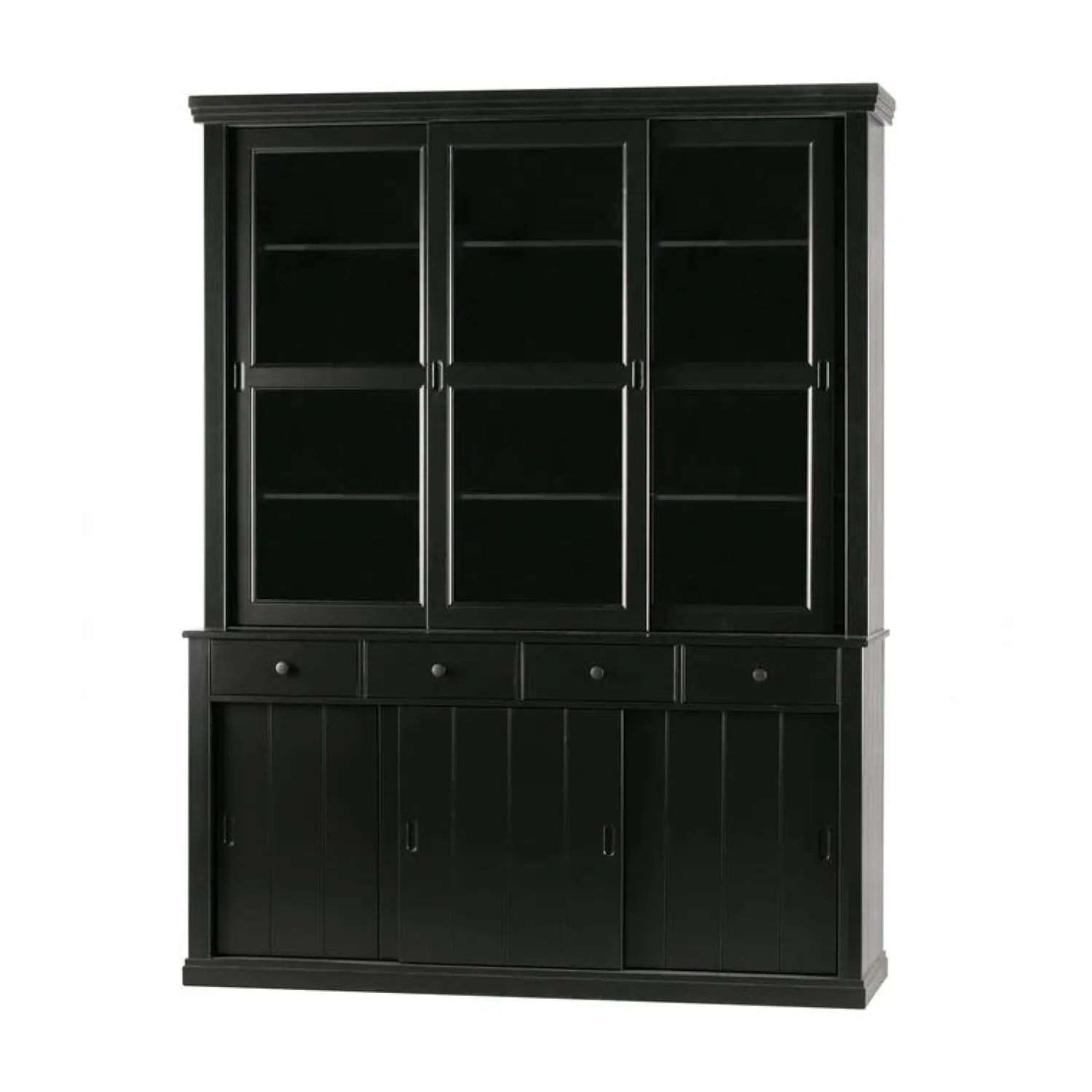 WOOOD Vitrinekasten|Industriele Kasten|Lagos Buffetkast grenen zwart 166cm