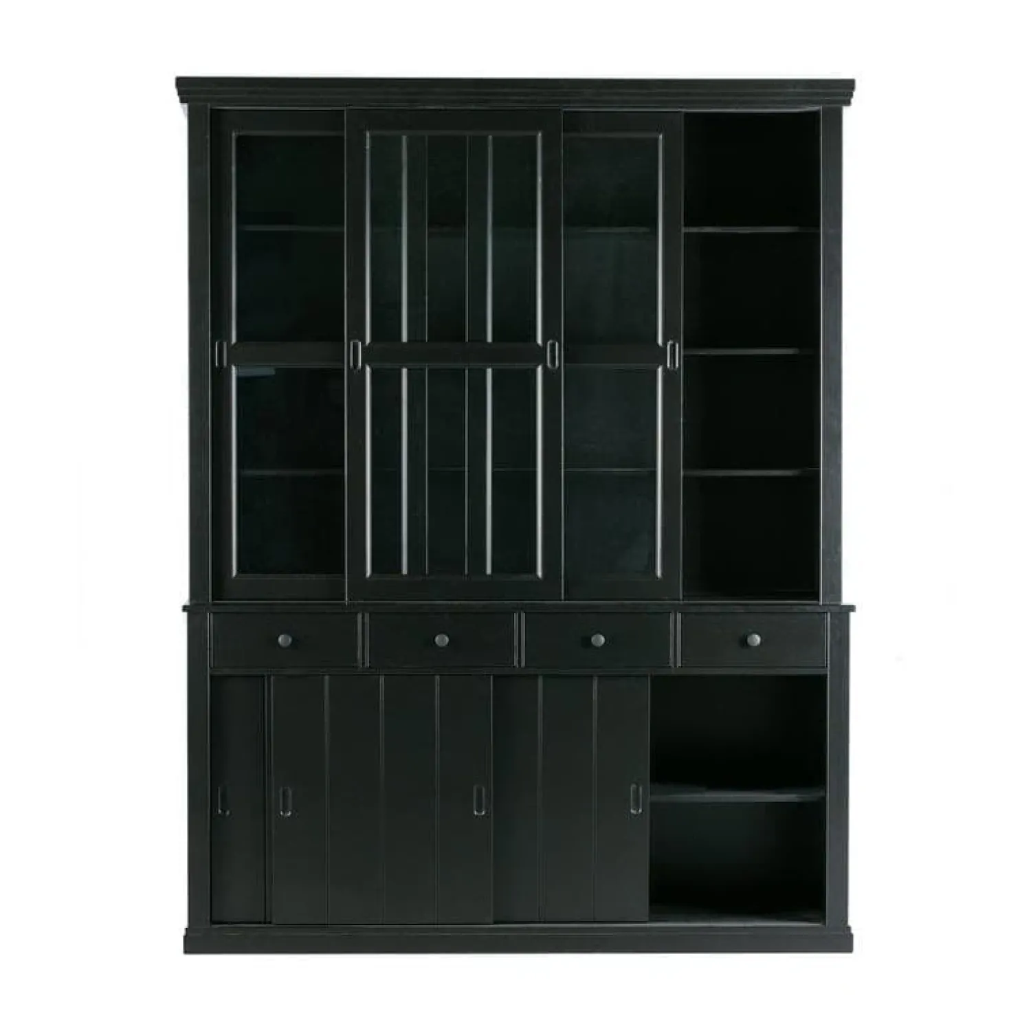 WOOOD Vitrinekasten|Industriele Kasten|Lagos Buffetkast grenen zwart 166cm