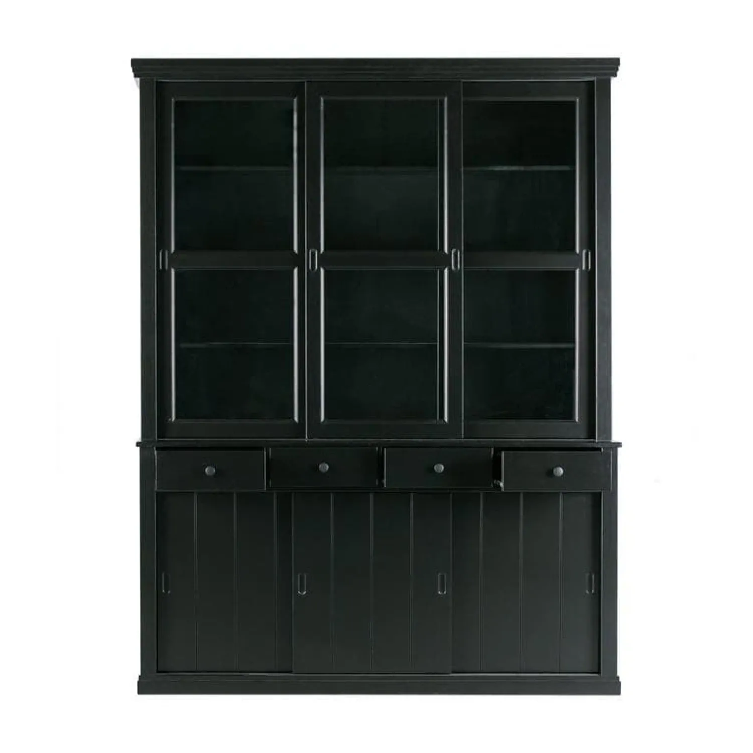 WOOOD Vitrinekasten|Industriele Kasten|Lagos Buffetkast grenen zwart 166cm