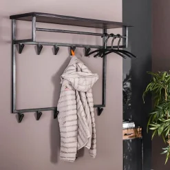 Kalfort Kapstokken|Lanco kapstok hoog industrieel 100cm 12 haken zwart