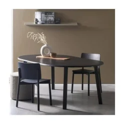 WOOOD Eettafels|Lange Jan Uitschuifbare eettafel rond eiken blacknight 120/160/200cm