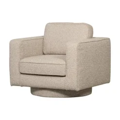 vtwonen Fauteuils|Lazy Draaifauteuil bouclé naturel