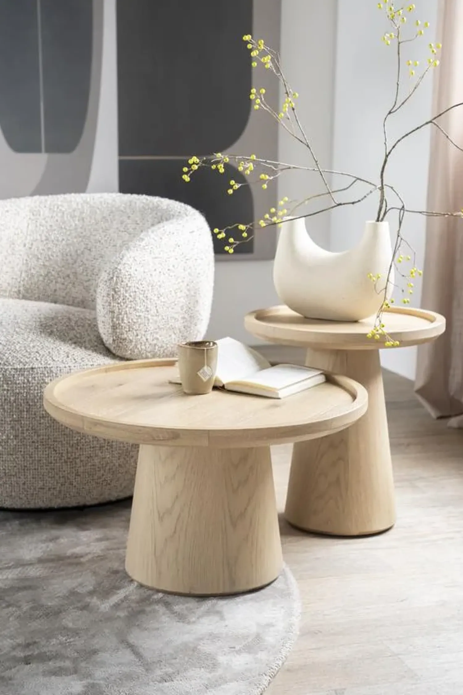 Eleonora Bijzettafels|Leia Bijzettafel naturel 46 cm