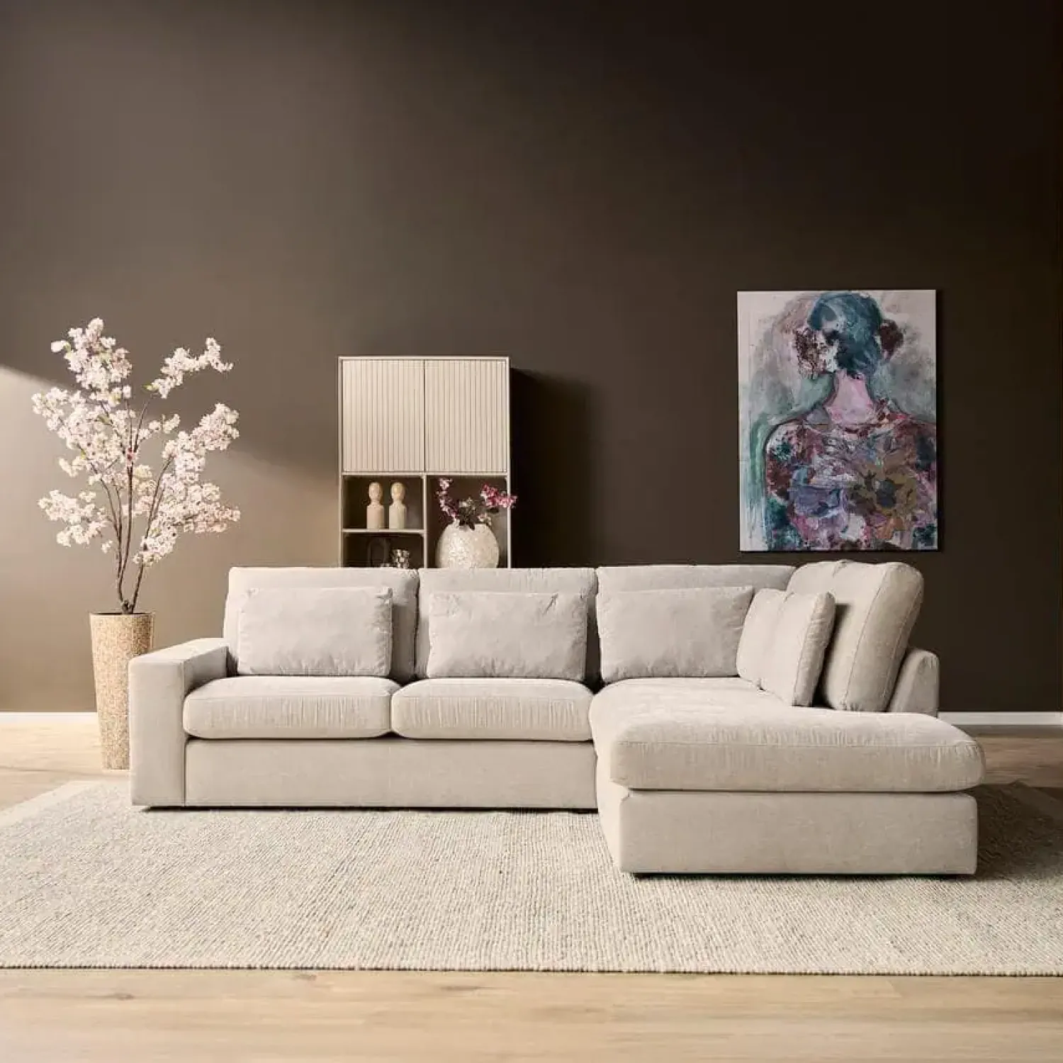 Furndea Hoekbanken|Lena Bank 2,5 zits Links + Ottomane rechts Beige