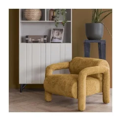 WOOOD Fauteuils|Lenny Fauteuil grove textuur goud/geel