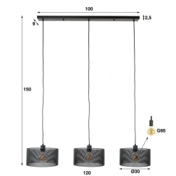 Kalfort Hanglampen|Leo 3-lichts hanglamp