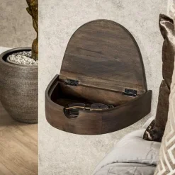 Kalfort Nachtkastjes|Industriele Kasten|Leonardo Zwevend Set van 2 Nachtkastjes Acaciahout 34cm
