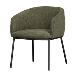 WOOOD Eetkamerstoelen|Leon Eetkamerstoel bouclé groen