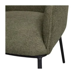 WOOOD Eetkamerstoelen|Leon Eetkamerstoel bouclé groen