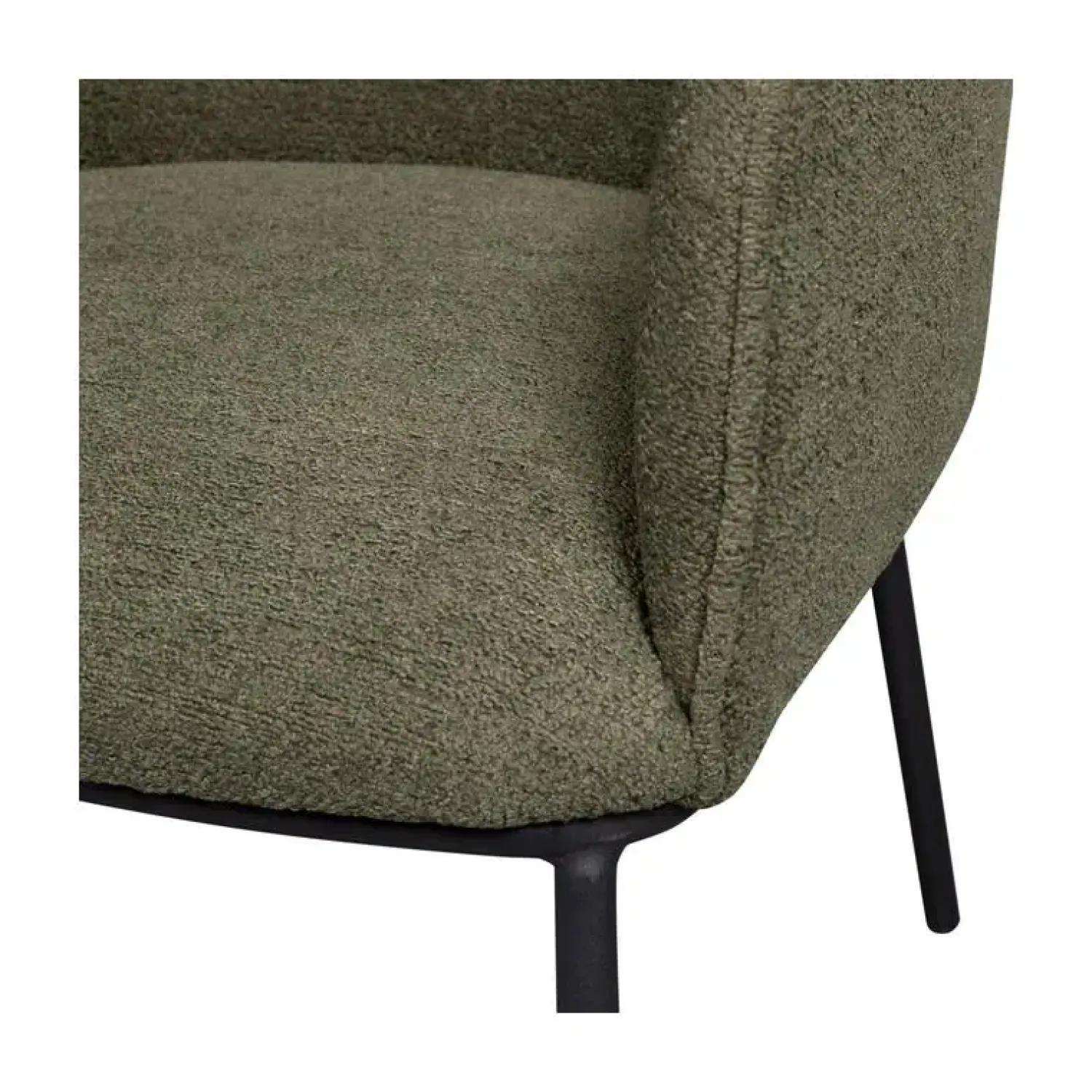 WOOOD Eetkamerstoelen|Leon Eetkamerstoel bouclé groen