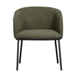 WOOOD Eetkamerstoelen|Leon Eetkamerstoel bouclé groen