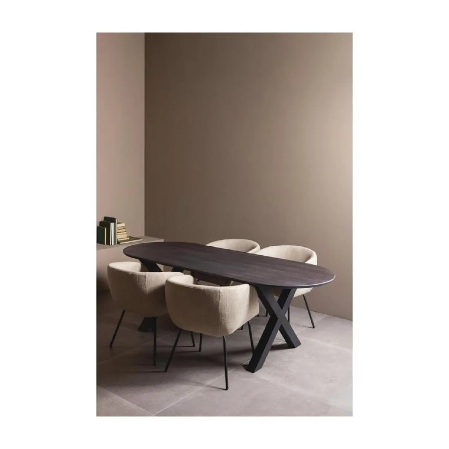 WOOOD Eetkamerstoelen|Leon Eetkamerstoel bouclé naturel melange