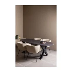 WOOOD Eetkamerstoelen|Leon Eetkamerstoel bouclé naturel melange