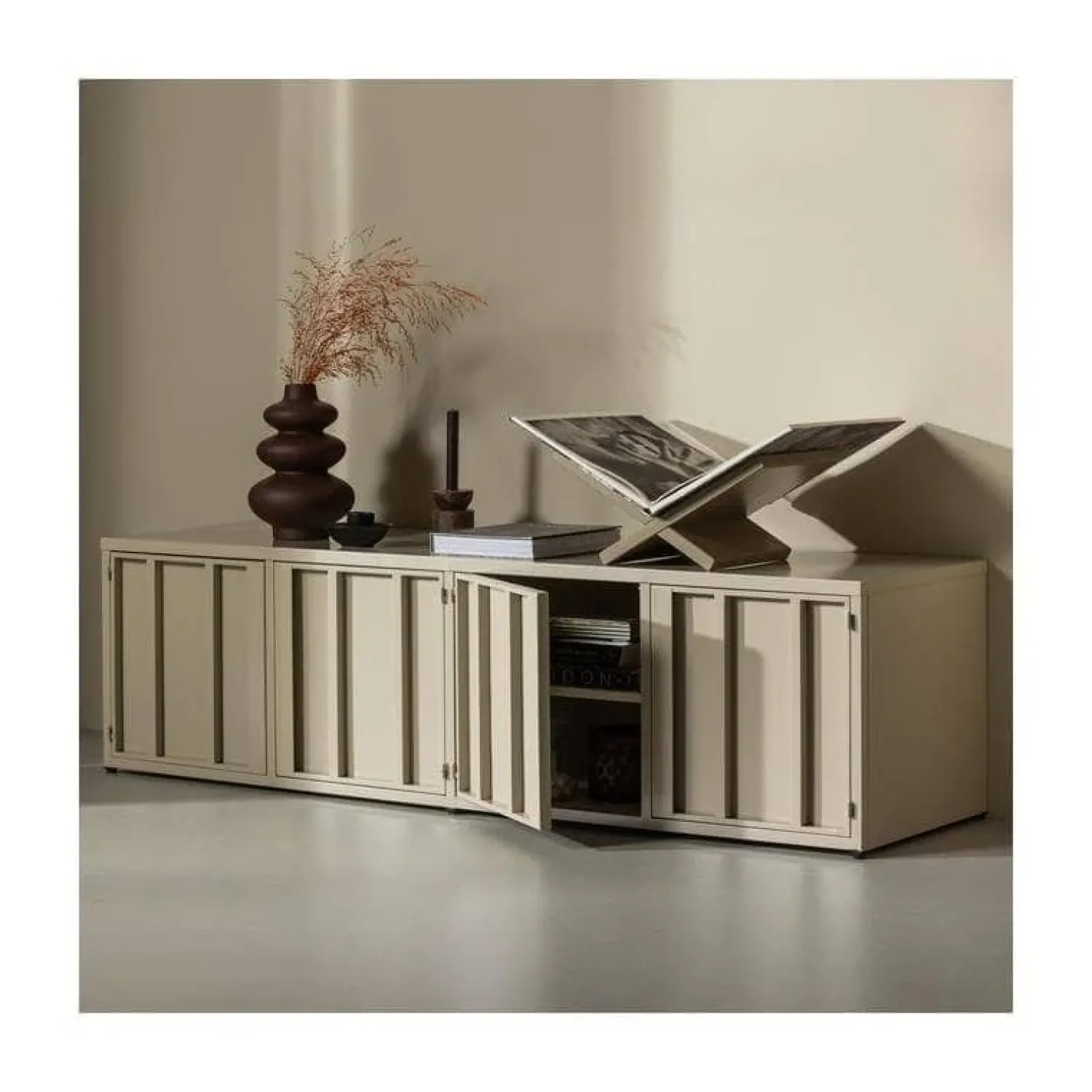 WOOOD Industriele Kasten|Tv Meubels|Level Tv meubel metaal zand 160cm