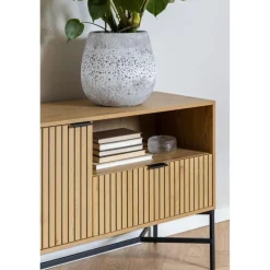 Nordhavn Dressoirs|Industriele Kasten|Lexora Dressoir Eiken lichtbruin 180cm