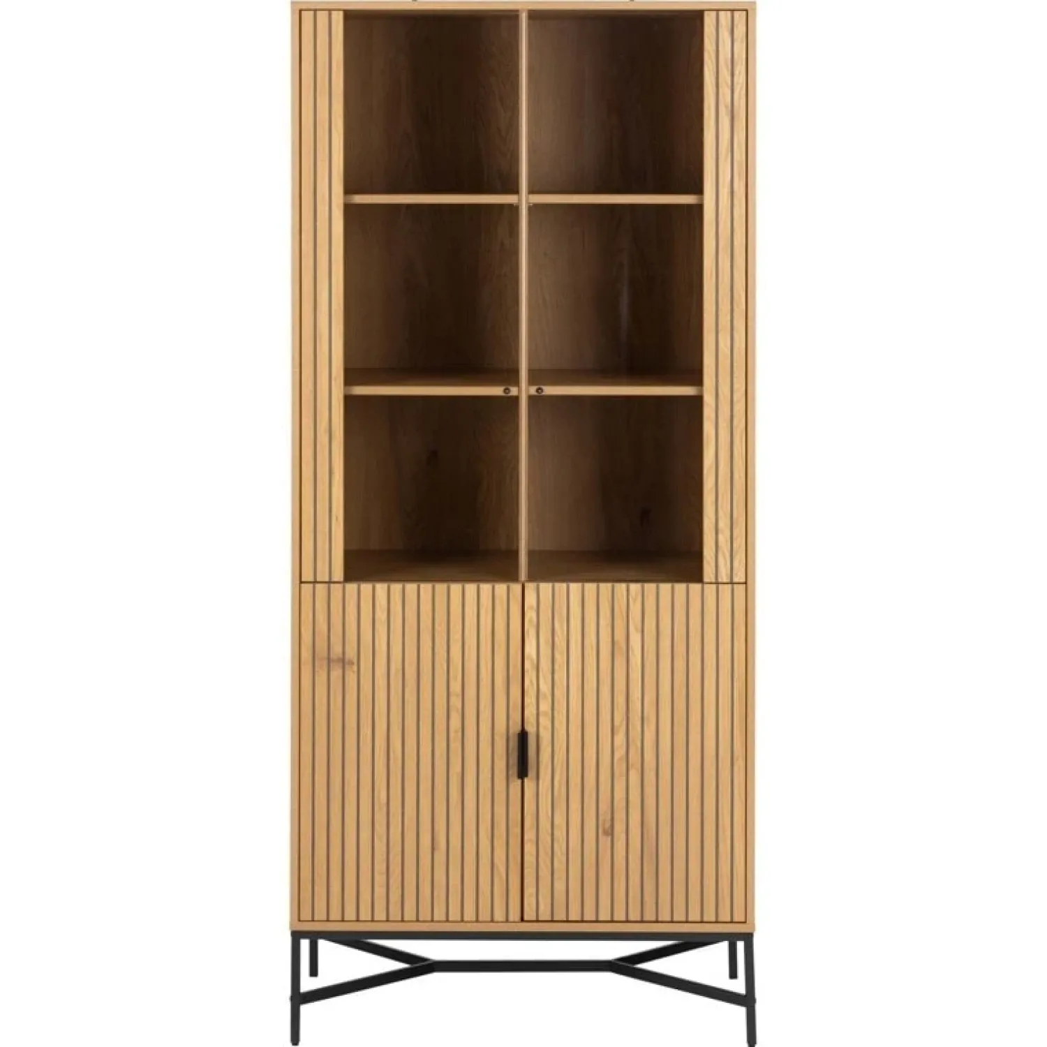 Nordhavn Vitrinekasten|Industriele Kasten|Lexora Vitrinekast Eiken lichtbruin 80cm