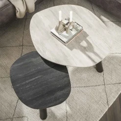 Kalfort Salontafels|Lex Salontafel set van 2 log keramiek travertin