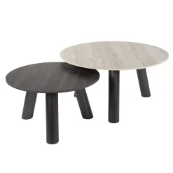 Kalfort Salontafels|Lex Salontafel set van 2 rond keramiek travertin