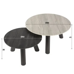 Kalfort Salontafels|Lex Salontafel set van 2 rond keramiek travertin