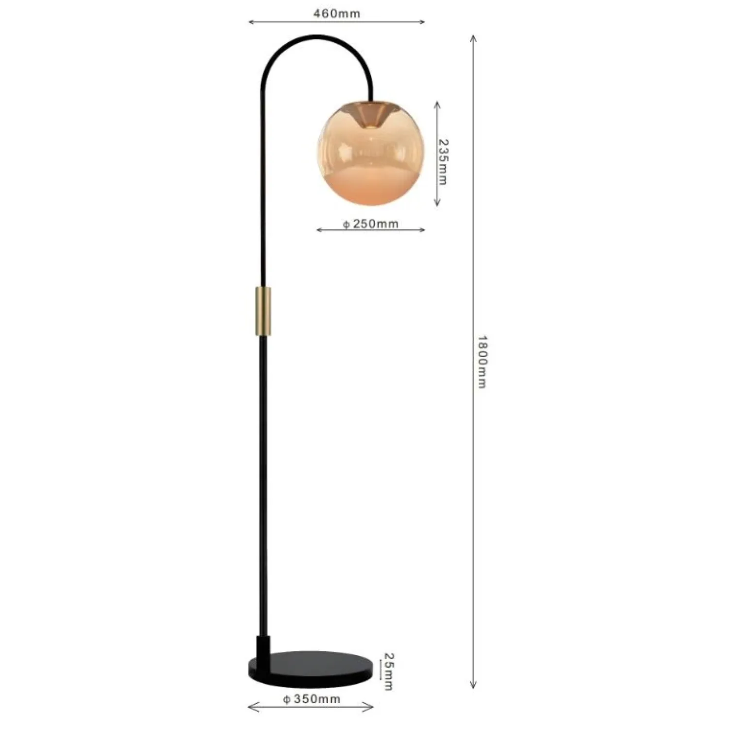 Trading Lighting Vloerlampen|Liam 1-lichts Vloerlamp Amber glas