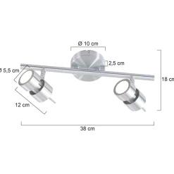 Steinmex Wandlampen|Plafondlampen|2-lichtspot Natasja modern metaal
