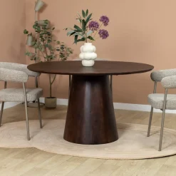 Vane Living Eettafels|Lin Eettafel rond Espresso 130cm