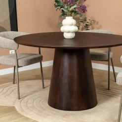 Vane Living Eettafels|Lin Eettafel rond Espresso 130cm