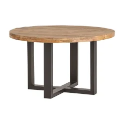 Mysons Eettafels|Lio eettafel rond industrieel mangohout