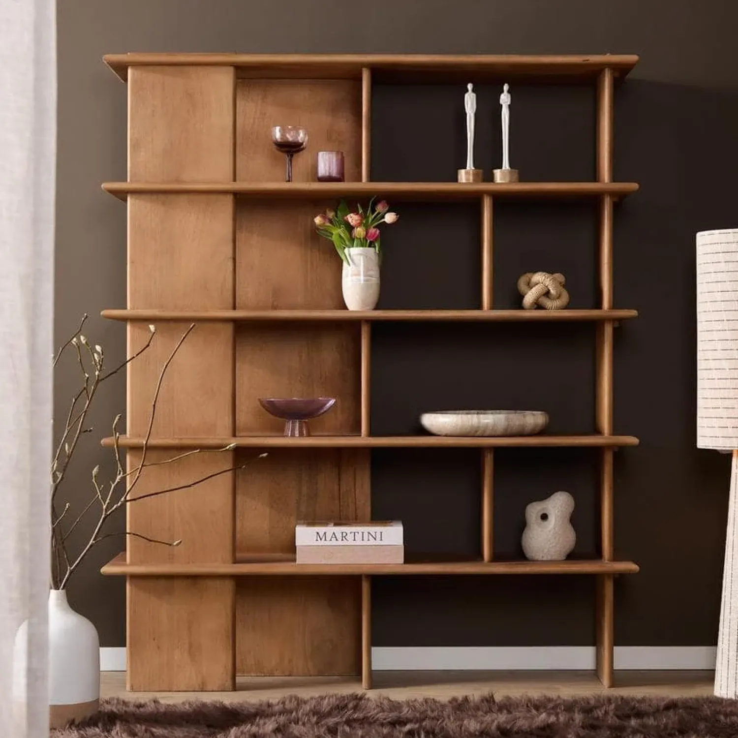 Furndea Wandkasten|Vakkenkasten|Liora Wandkast naturel Mangohout 150 cm