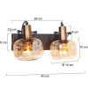 Steinmex Wandlampen|Lior 2-lichts Wandlamp Brons Amberglas