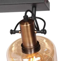 Steinmex Wandlampen|Lior 2-lichts Wandlamp Brons Amberglas