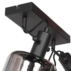 Steinmex Wandlampen|Lior 2-lichts Wandlamp Zwart Smoke Glas