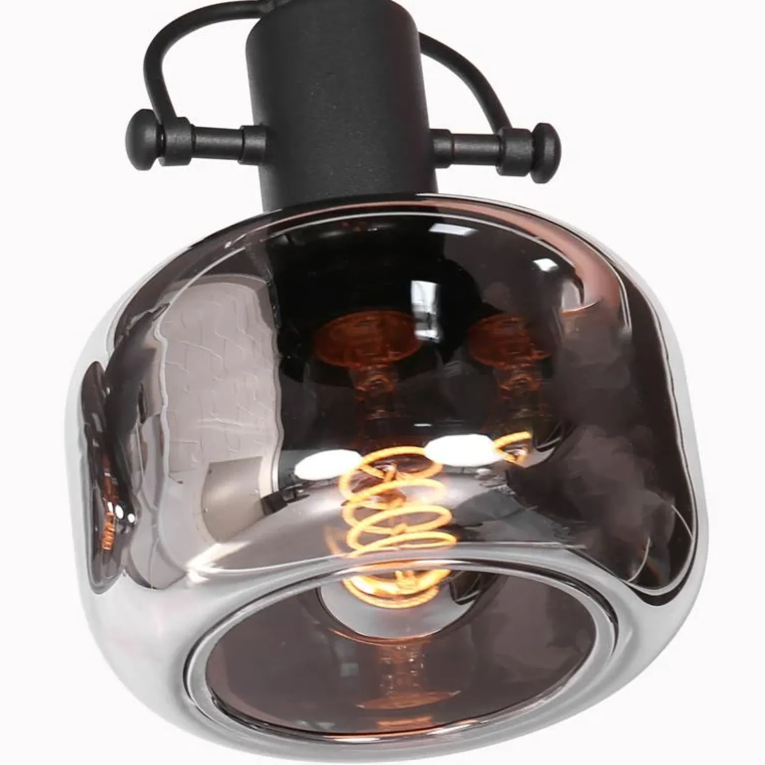 Steinmex Wandlampen|Lior 2-lichts Wandlamp Zwart Smoke Glas