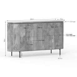Furndea Dressoirs|Industriele Kasten|Livia Dressoir Naturel 165cm