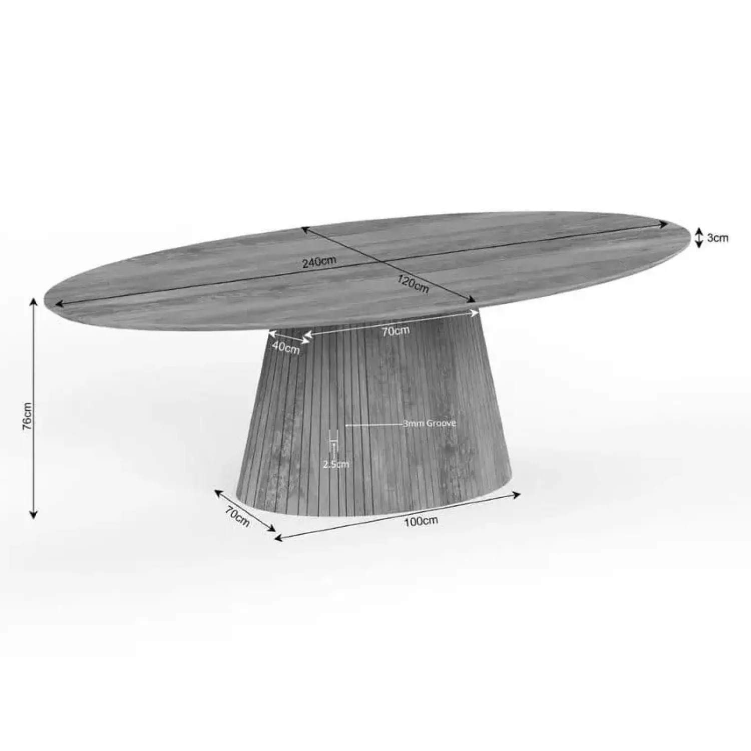 Furndea Eettafels|Livia Eettafel Ovaal Naturel 240cm