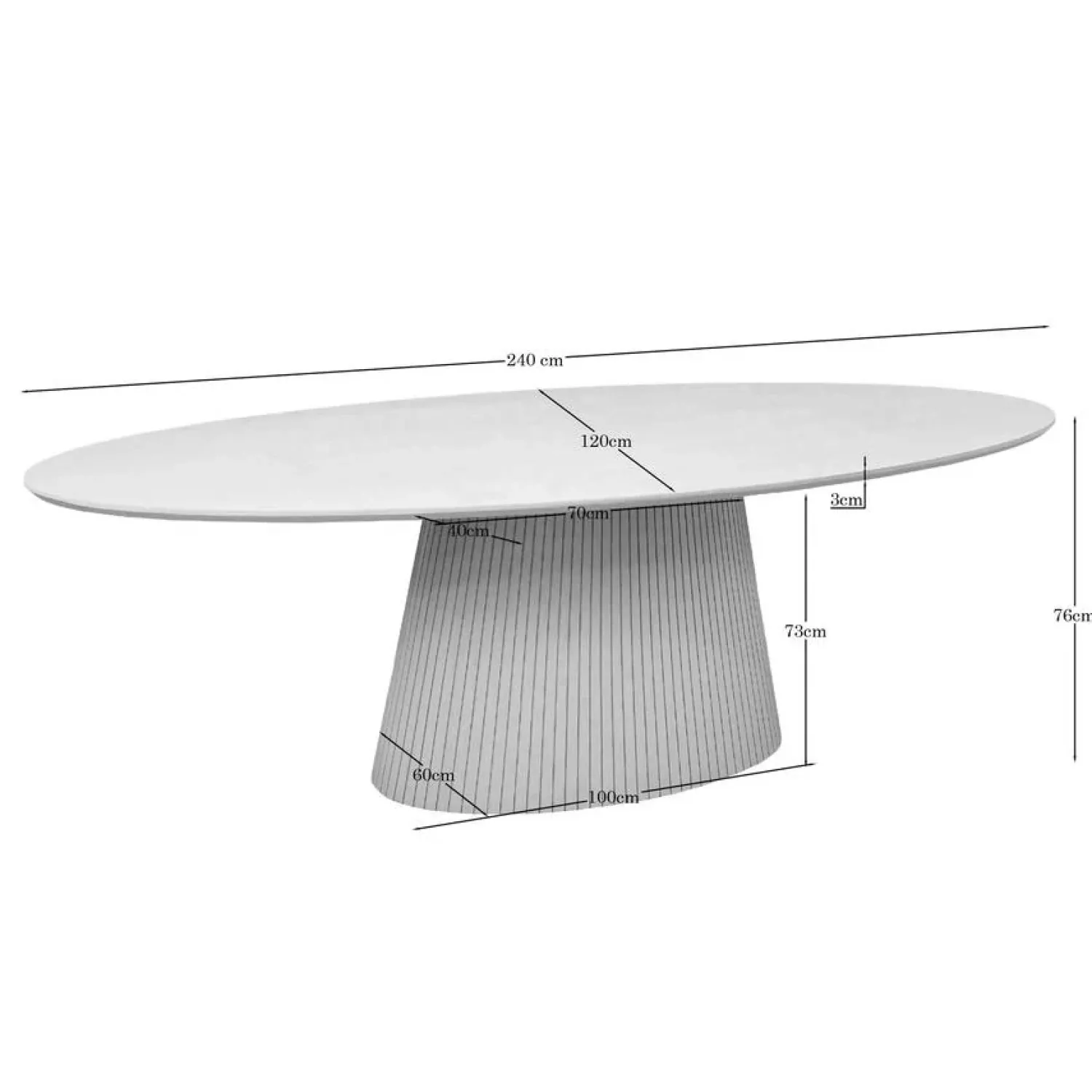 Furndea Eettafels|Livia Eettafel Ovaal Zand 240cm