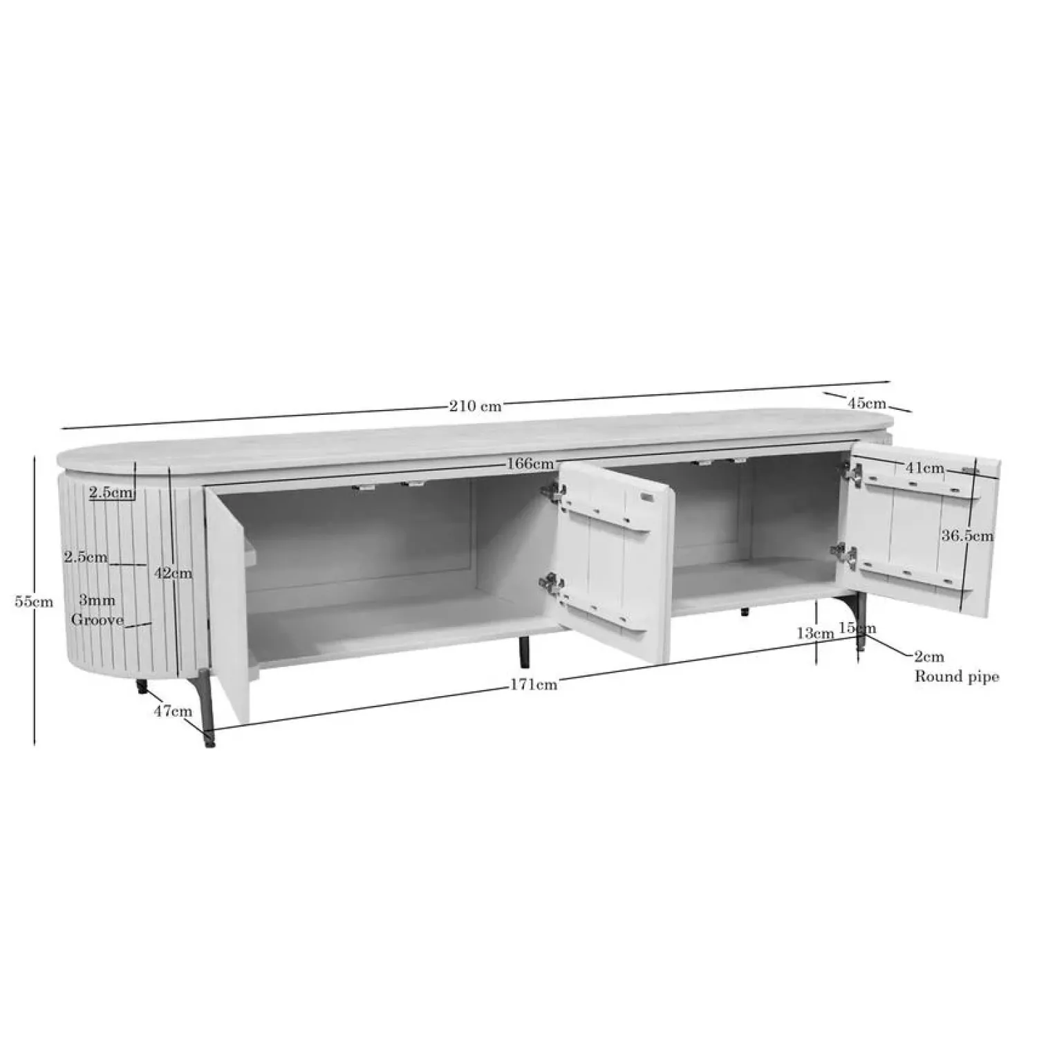 Furndea Industriele Kasten|Tv Meubels|Livia Tv meubel Zand 210cm