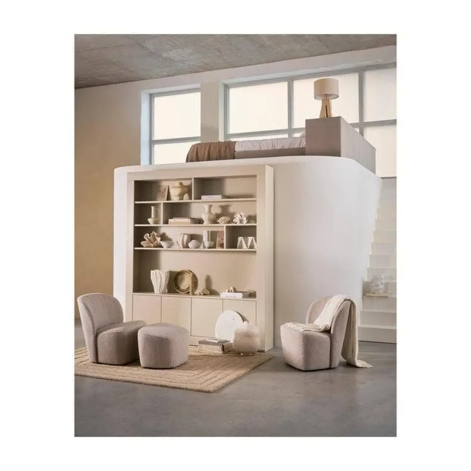 vtwonen Fauteuils|Lofty Fauteuil bouclé grijs