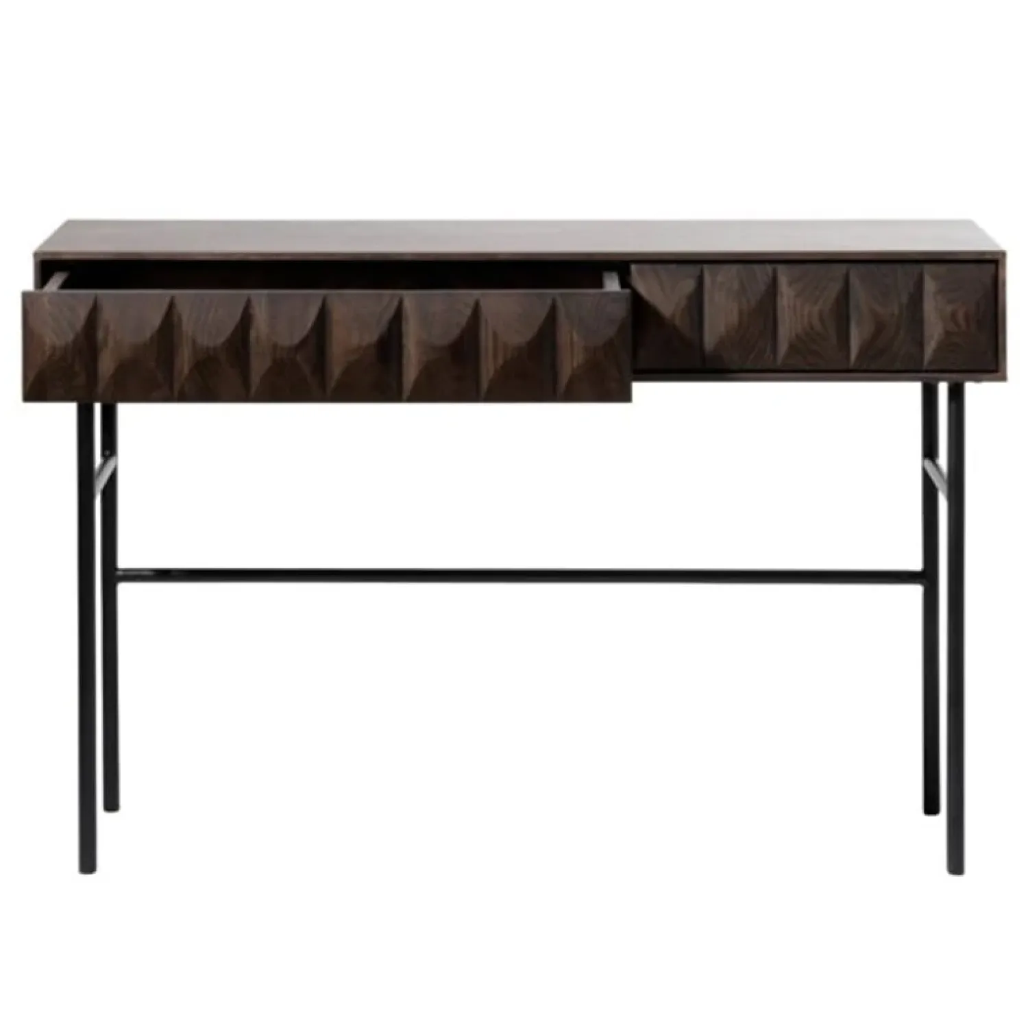 LykkeHome Bijzettafels|Lona sidetable donkerbruin eikenhoutfineer 117cm