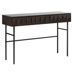 LykkeHome Bijzettafels|Lona sidetable donkerbruin eikenhoutfineer 117cm