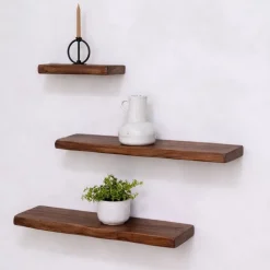 Vane Living Wandplanken|Wandrekken|Londo Wandplank zwevend Walnoot Mangohout 40cm