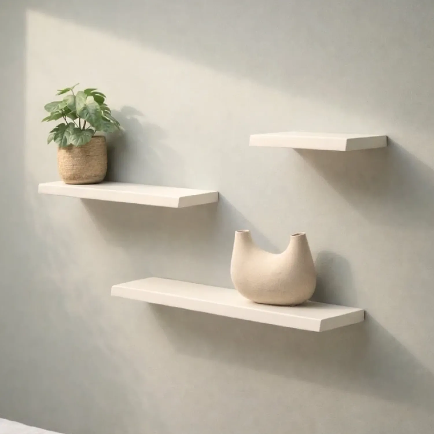 Vane Living Wandplanken|Wandrekken|Londo Wandplank zwevend Zand Mangohout 100cm