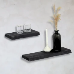 Cavetown Wandplanken|Wandrekken|Londo wandplank zwevend Zwart Mangohout 60cm
